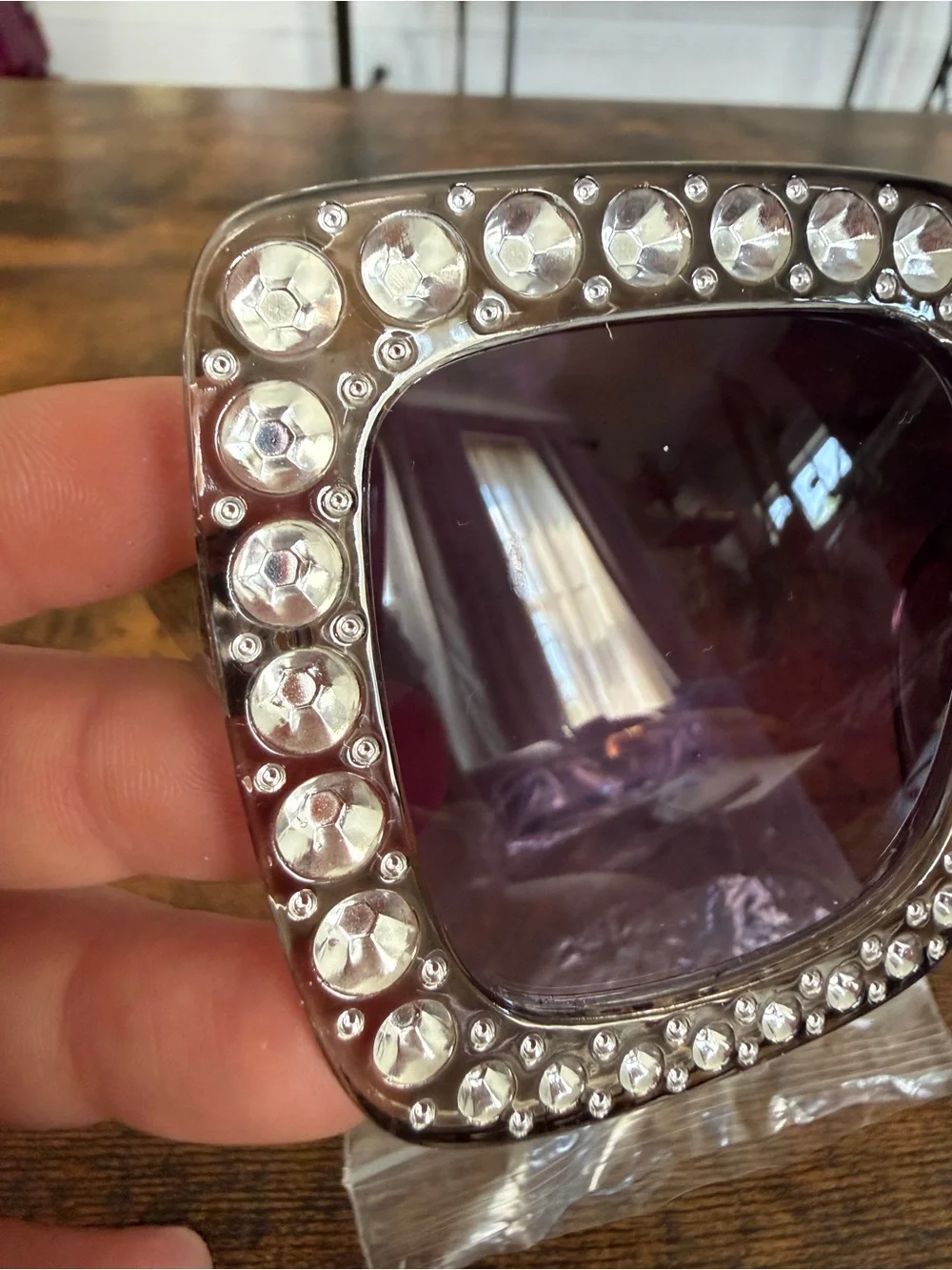 Crystal-Embellished Square Sunglasses in Black fashion glasses